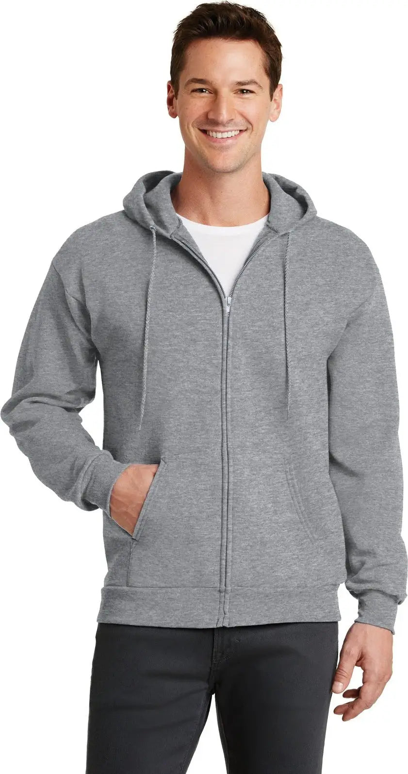 Port & Company Pc78zh co Core Fleece Full-zip Hooded Sweatshirt - Athletic Heather - Adult s