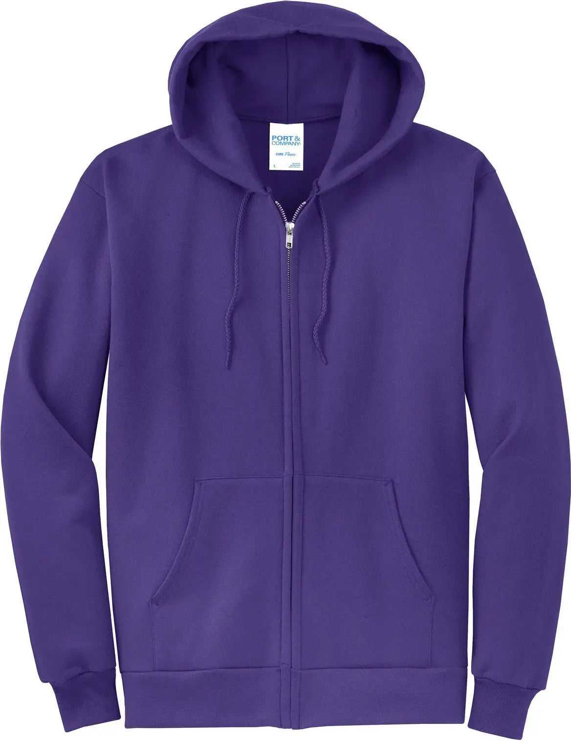 Port & Company Pc78zh co Core Fleece Full-zip Hooded Sweatshirt - Purple