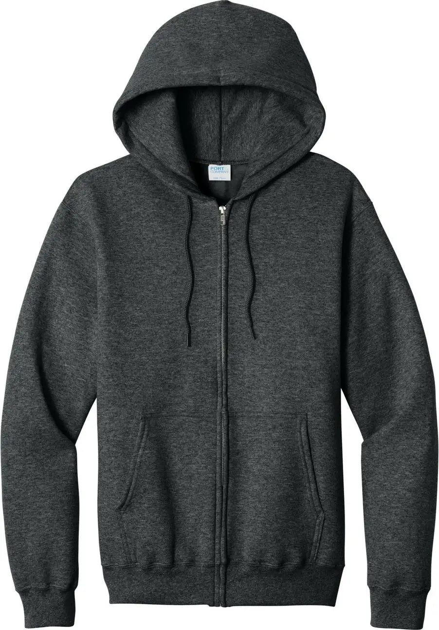 Port & Company Pc78zh co Core Fleece Full-zip Hooded Sweatshirt - Black Heather