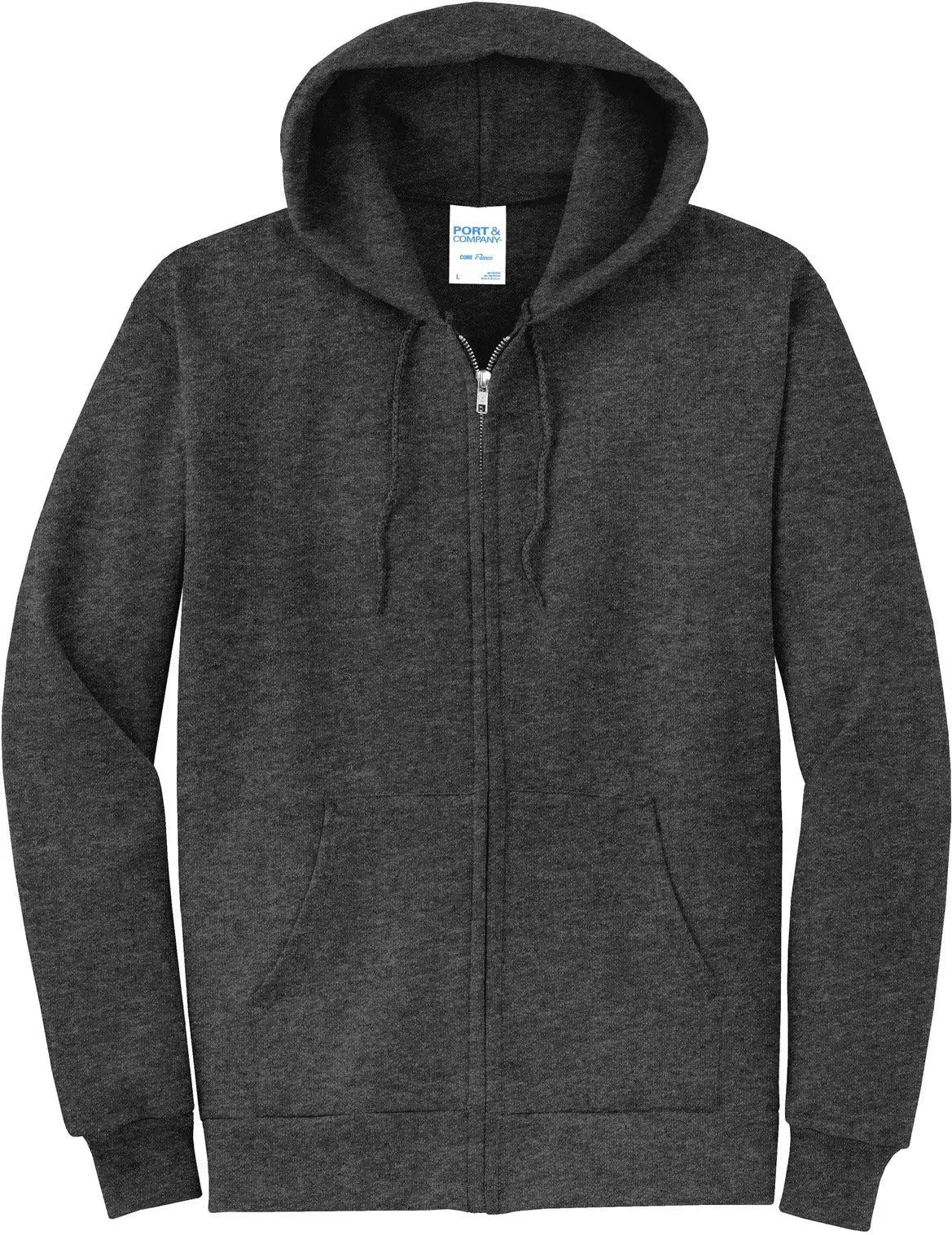 Port & Company Pc78zh co Core Fleece Full-zip Hooded Sweatshirt - Dark Heather Gray