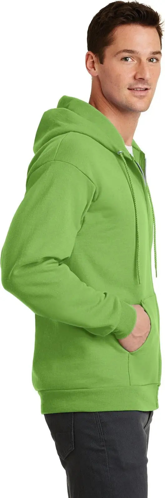 Port & Company Pc78zh co Core Fleece Full-zip Hooded Sweatshirt - Lime