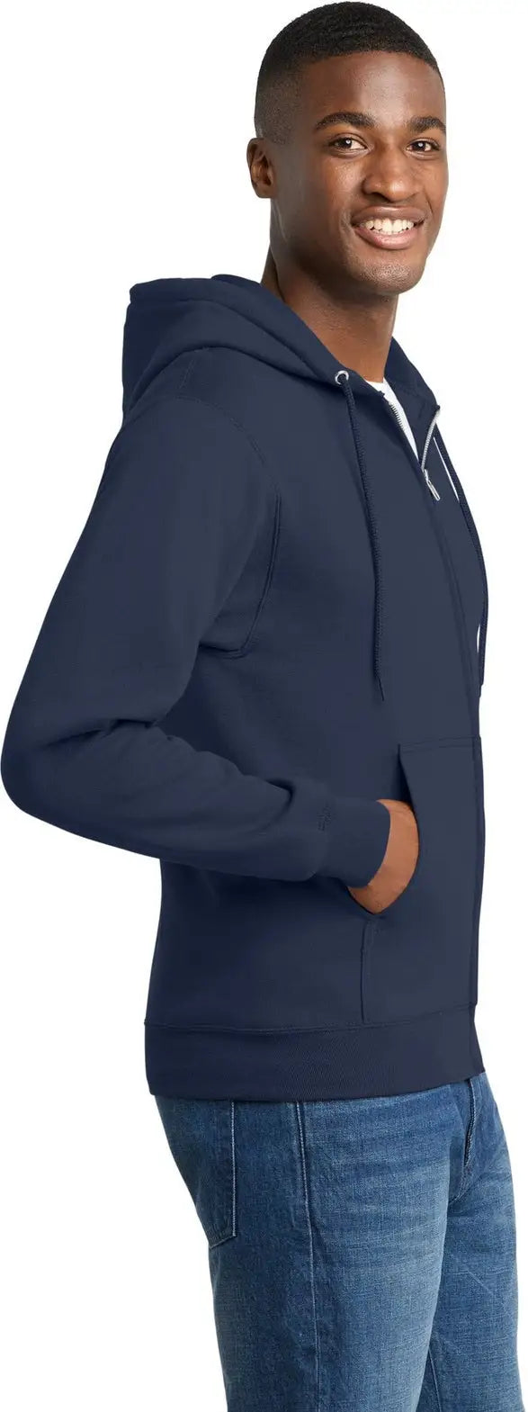Port & Company Pc78zh co Core Fleece Full-zip Hooded Sweatshirt - Navy