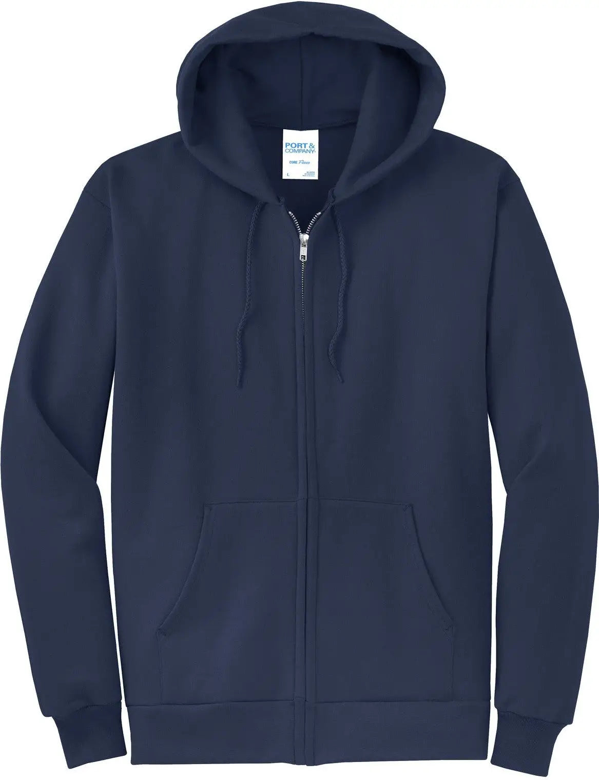 Port & Company Pc78zh co Core Fleece Full-zip Hooded Sweatshirt - Navy
