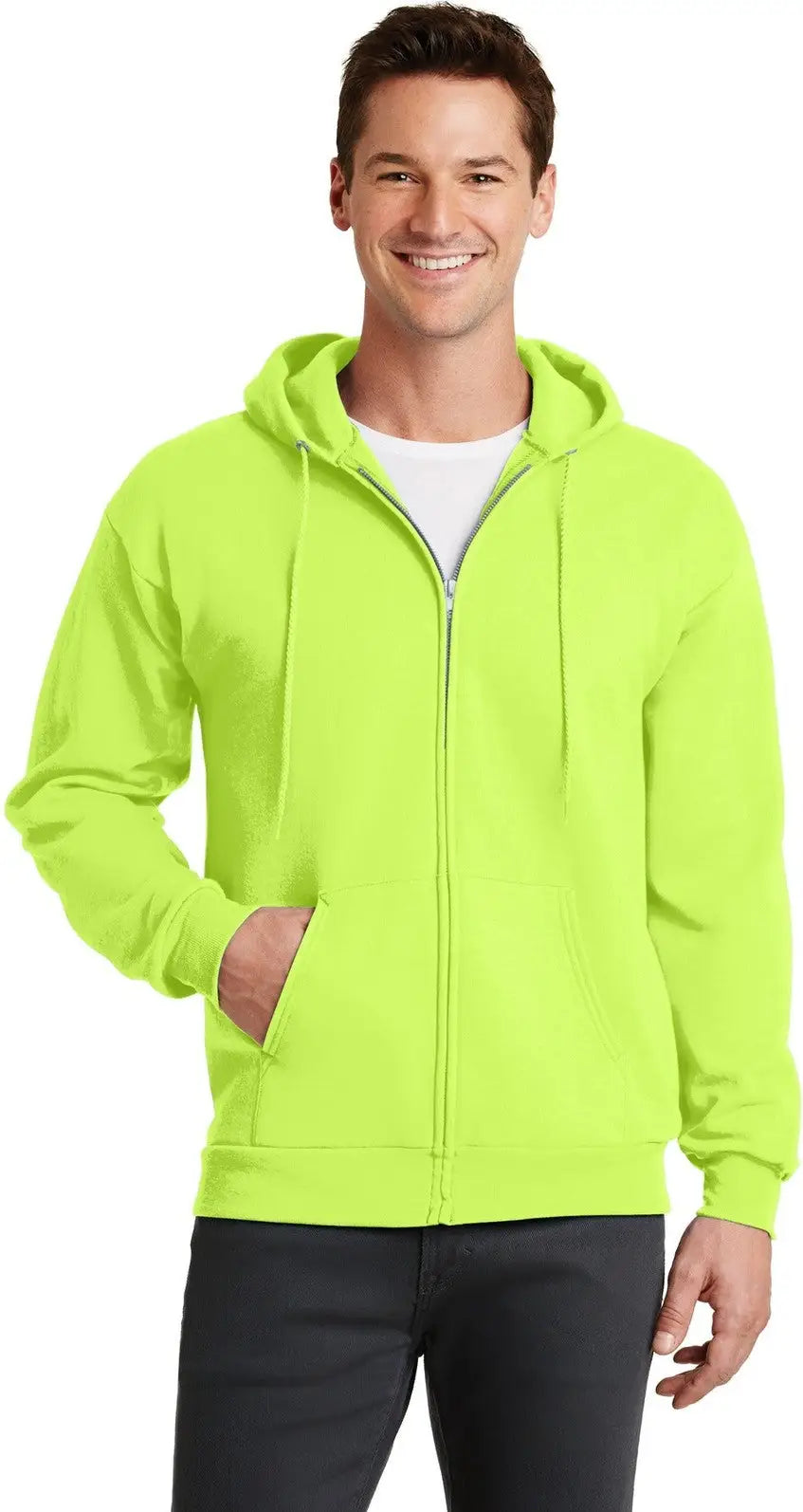 Port & Company Pc78zh co Core Fleece Full-zip Hooded Sweatshirt - Neon Yellow - Adult s