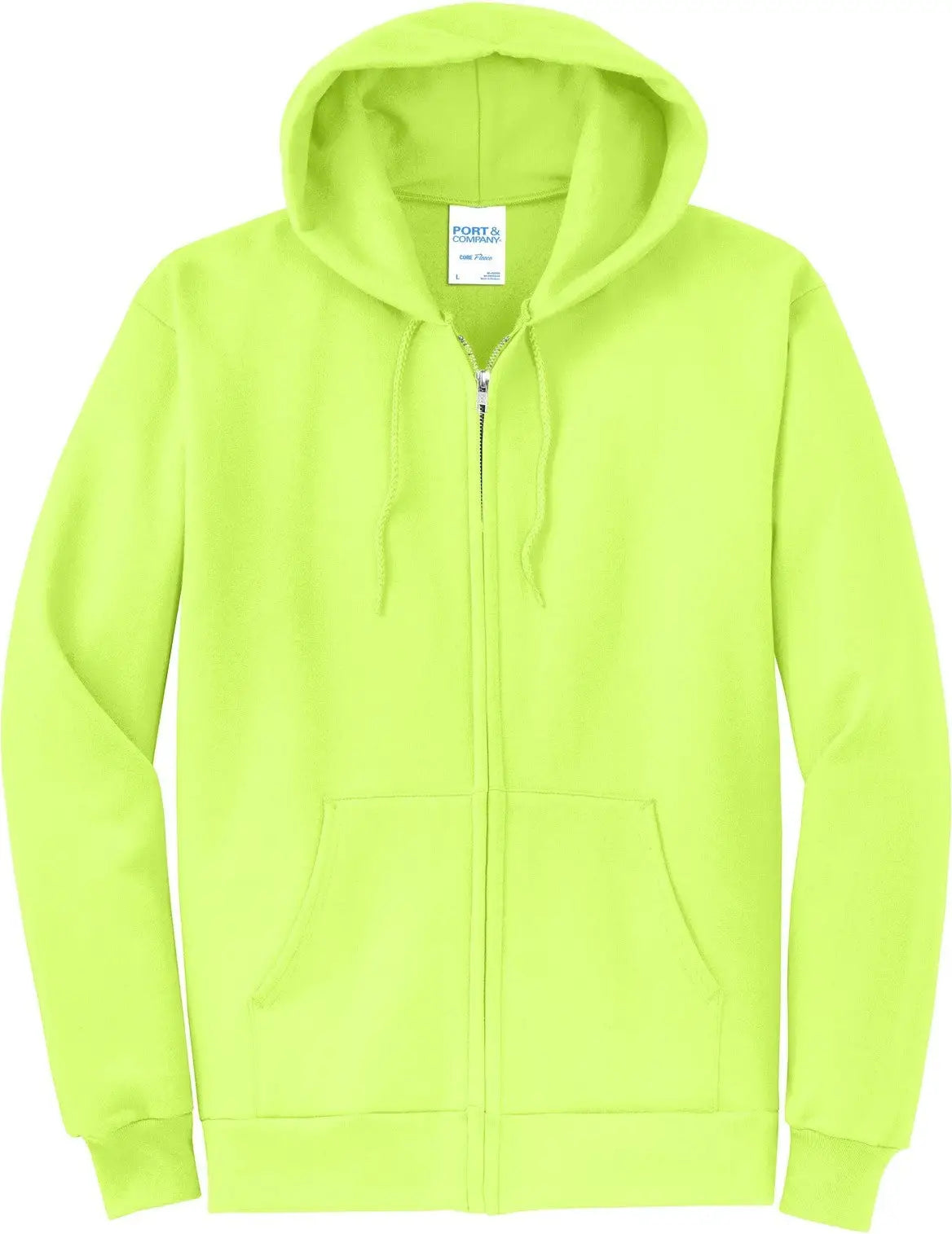 Port & Company Pc78zh co Core Fleece Full-zip Hooded Sweatshirt - Neon Yellow