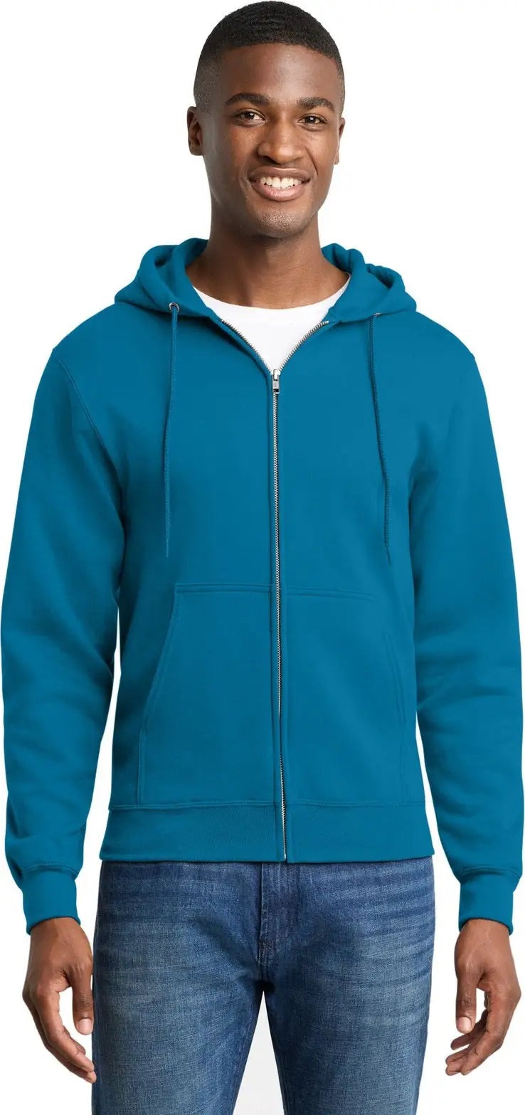 Port & Company Pc78zh co Core Fleece Full-zip Hooded Sweatshirt - Neon Blue