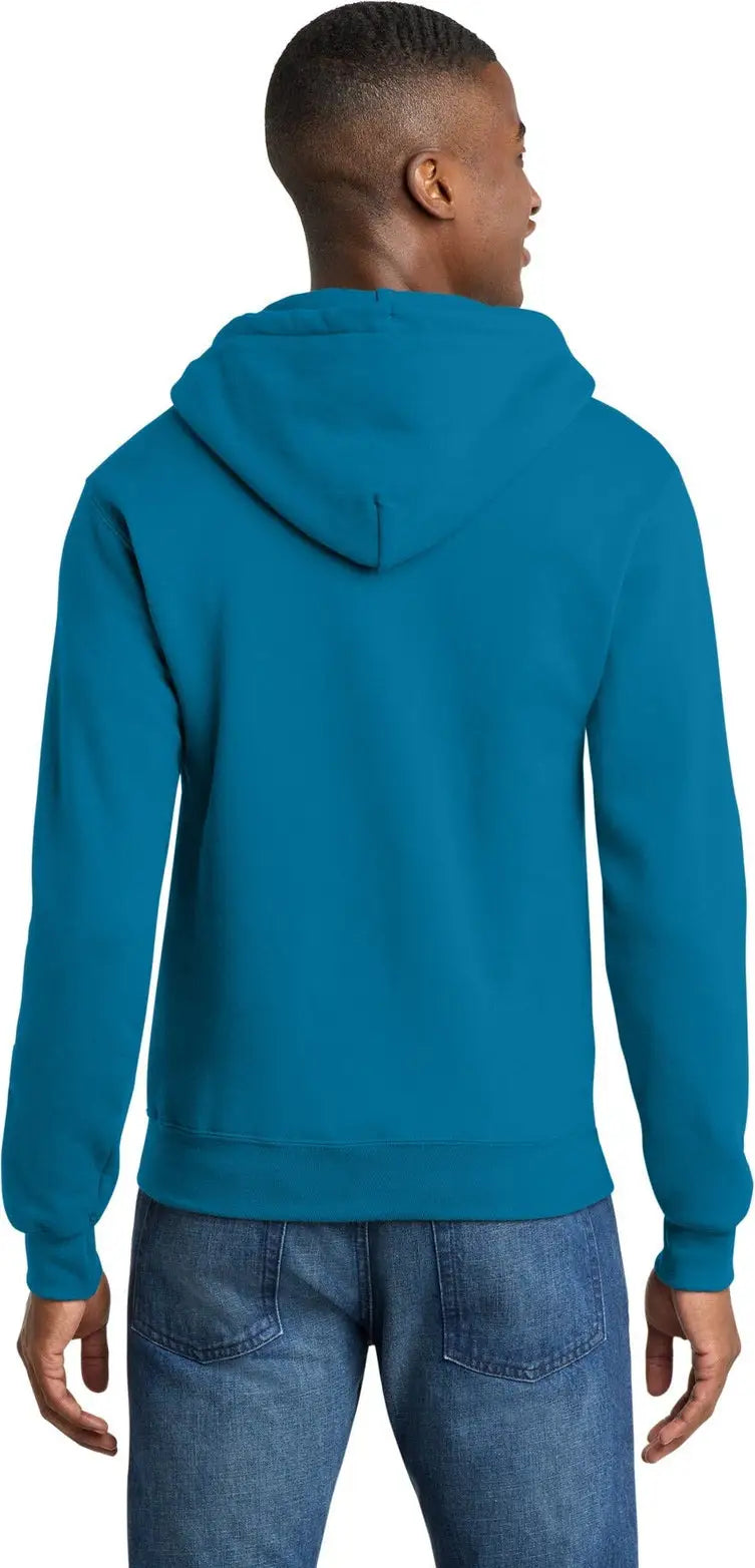 Port & Company Pc78zh co Core Fleece Full-zip Hooded Sweatshirt - Neon Blue