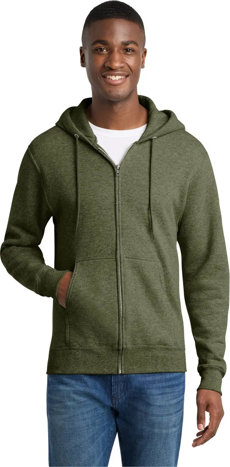 Port & Company Pc78zh co Core Fleece Full-zip Hooded Sweatshirt - Olive Drab Green Heather
