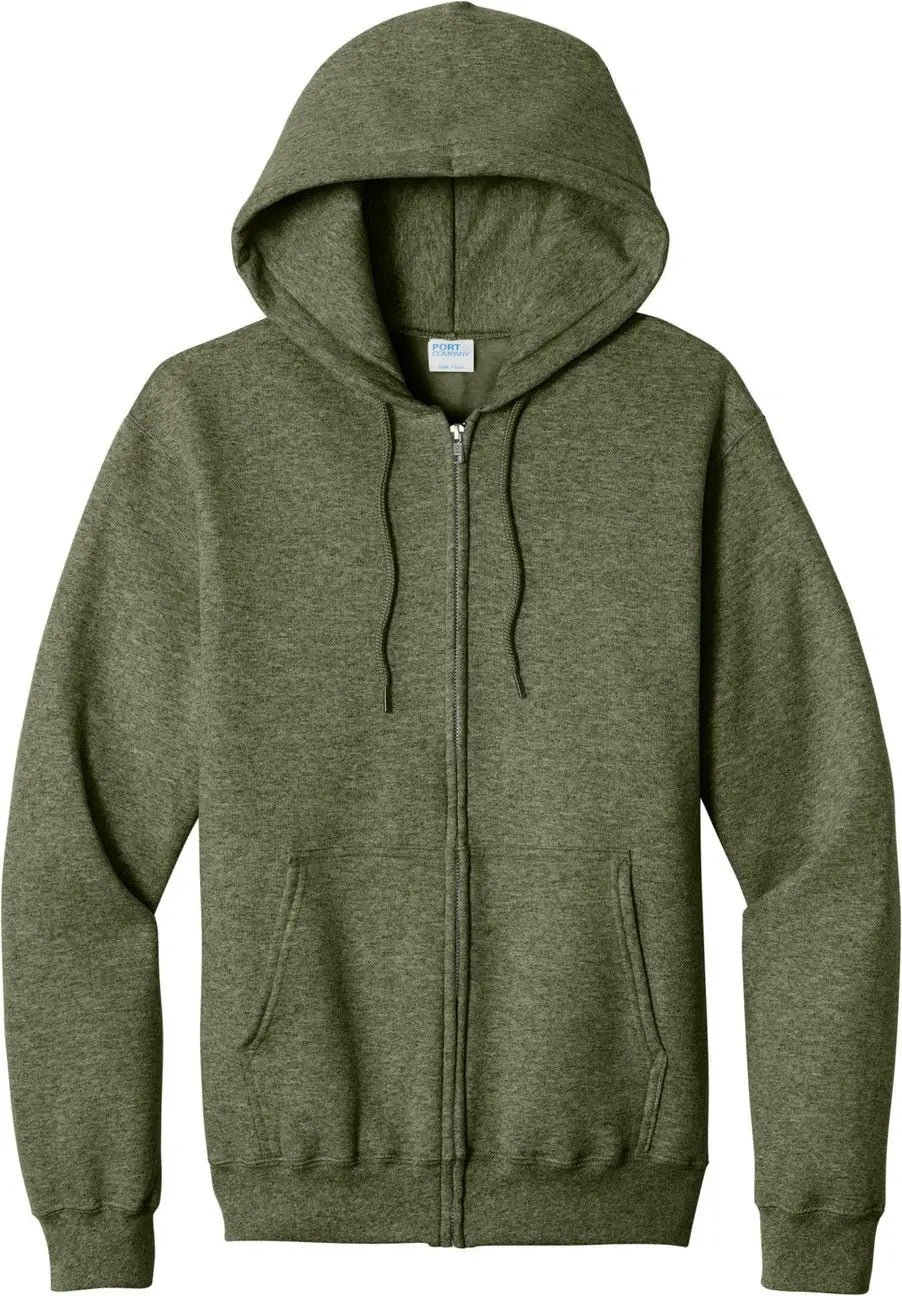 Port & Company Pc78zh co Core Fleece Full-zip Hooded Sweatshirt - Olive Drab Green Heather