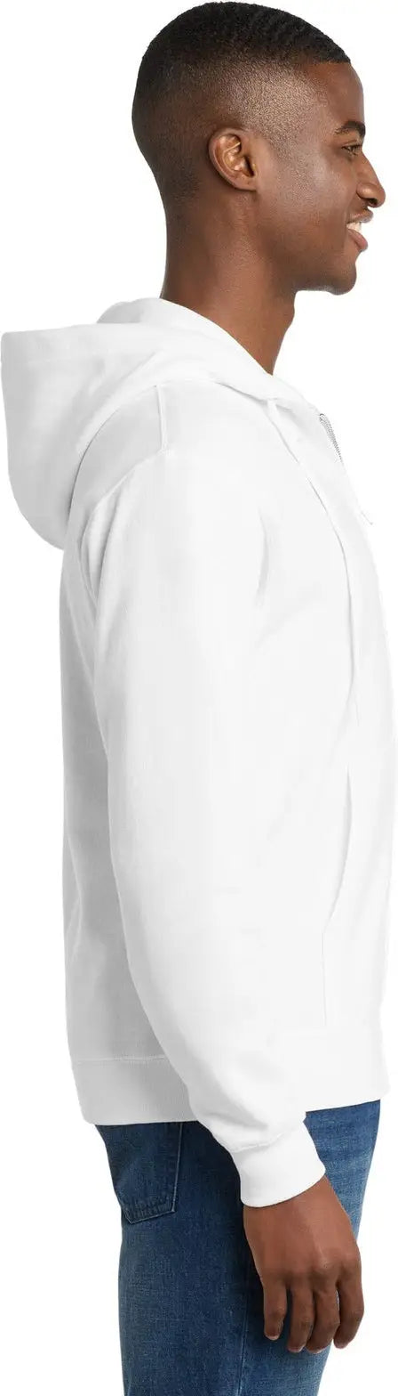 Port & Company Pc78zh co Core Fleece Full-zip Hooded Sweatshirt - White