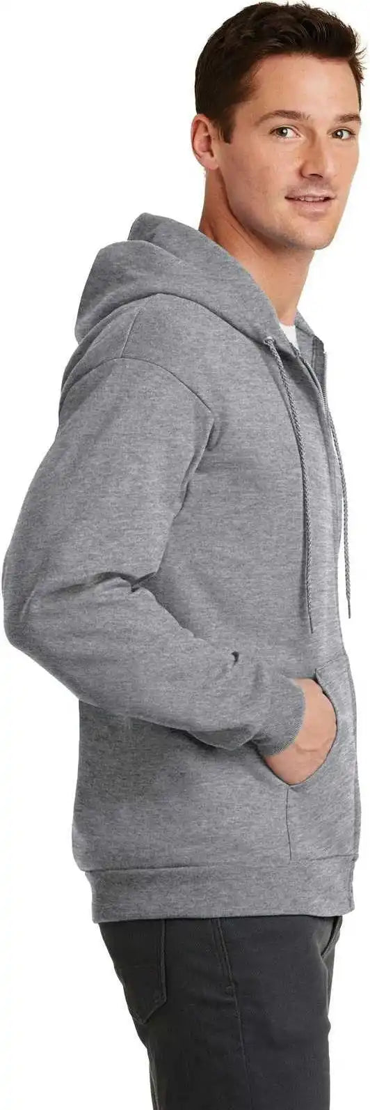 Port &amp; Company Pc78zh Core Fleece Full Zip Hooded Sweatshirt Athletic Heather