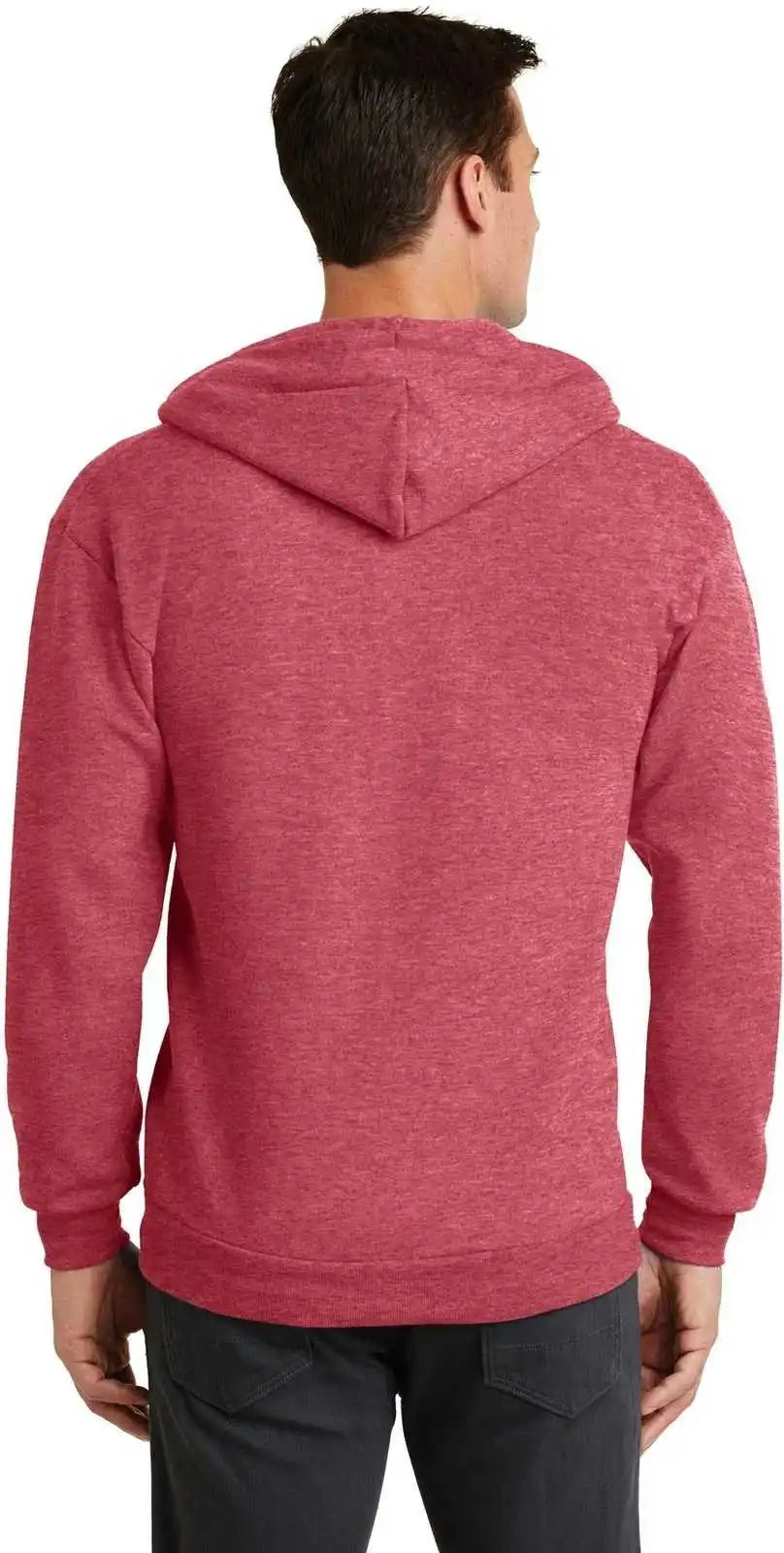 Port &amp; Company Pc78zh Core Fleece Full Zip Hooded Sweatshirt Heather Red