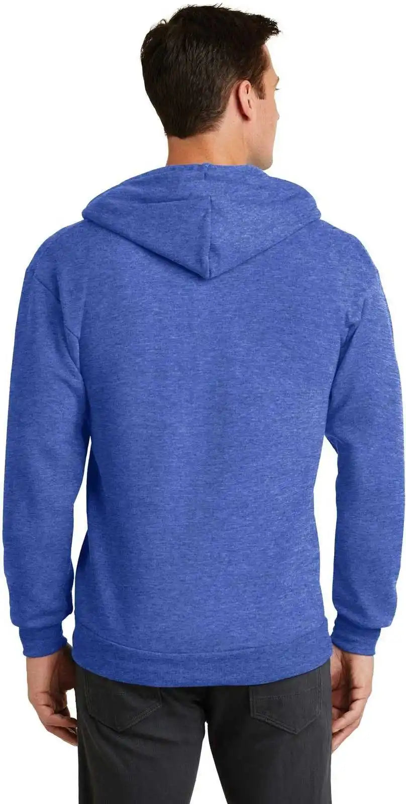 Port & Company Pc78zh Core Fleece Full Zip Hooded Sweatshirt Heather Royal