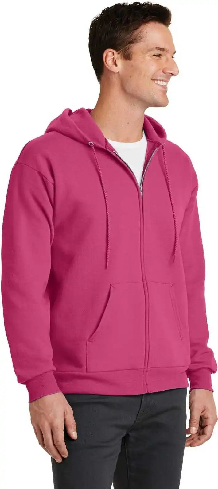 Port &amp; Company Pc78zh Core Fleece Full Zip Hooded Sweatshirt Sangria