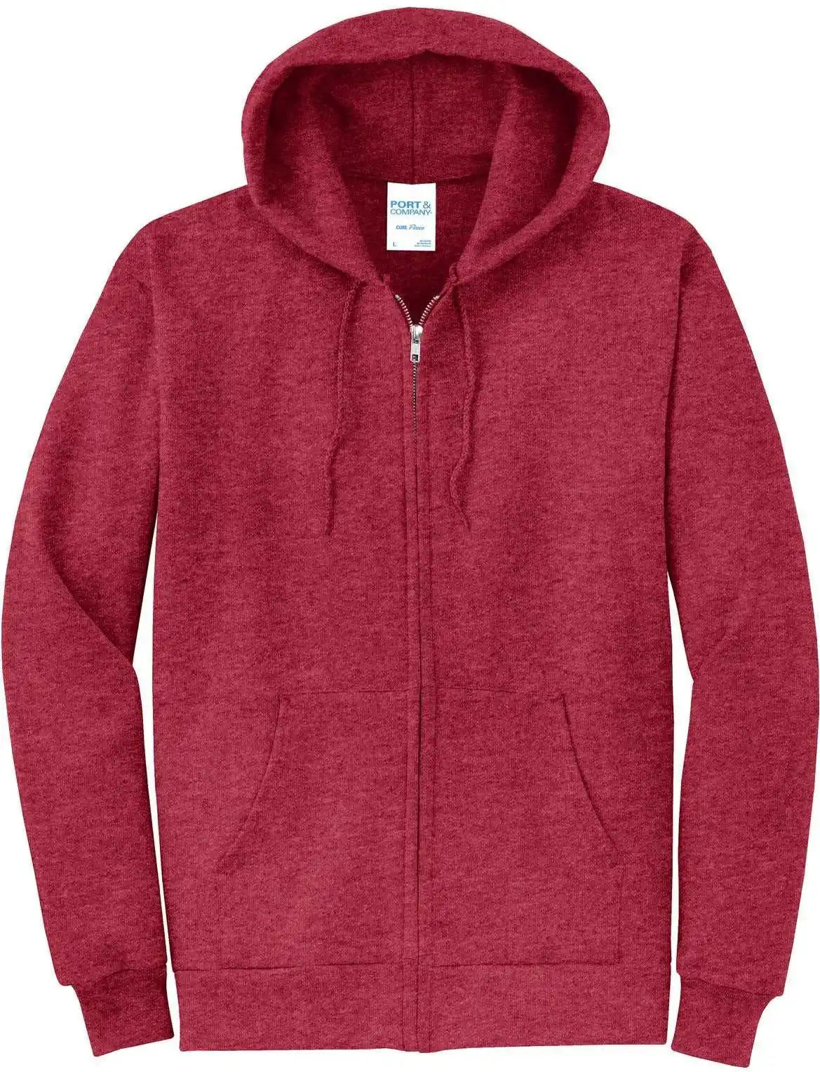 Port &amp; Company Pc78zh Core Fleece Full Zip Hooded Sweatshirt Heather Red