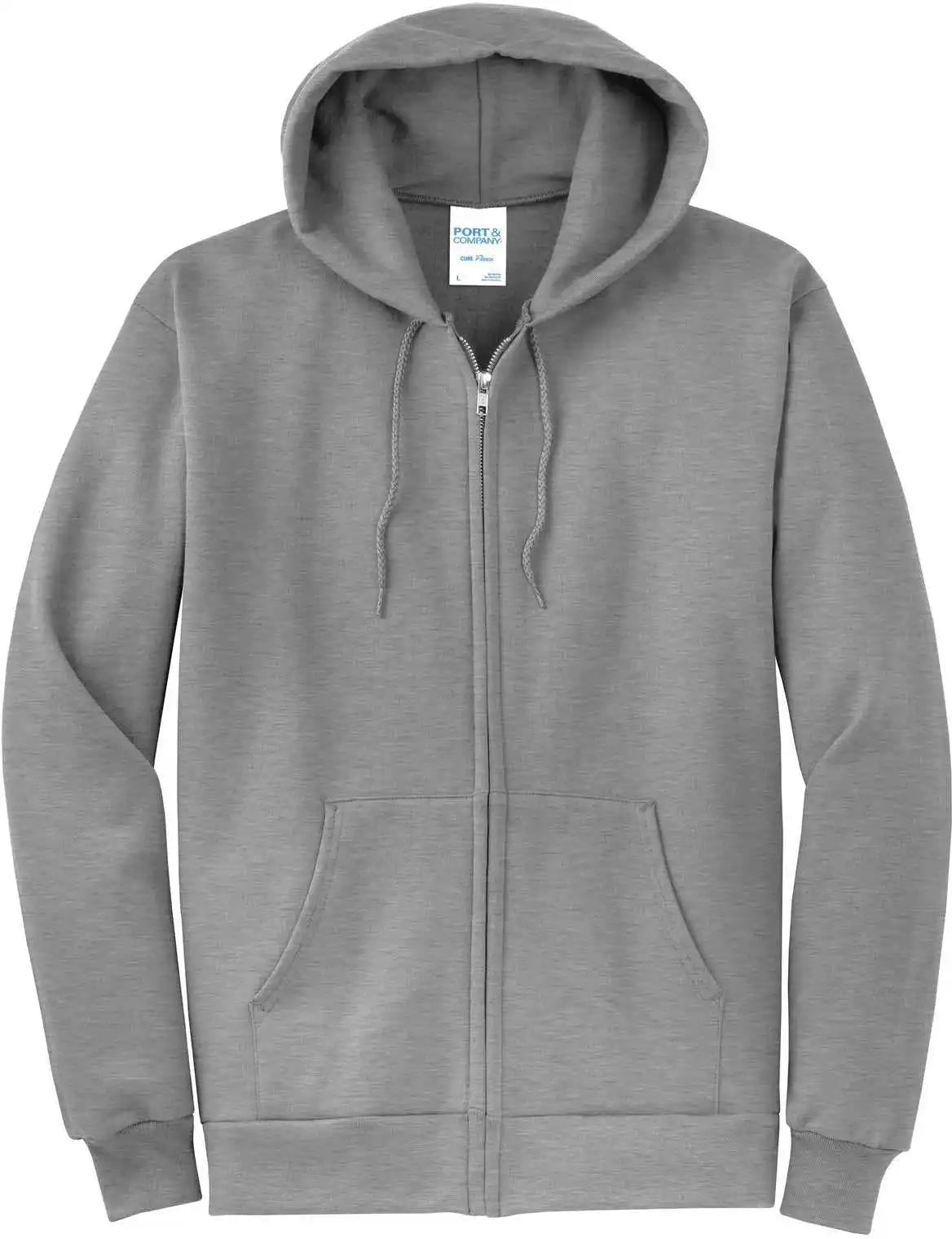 Port &amp; Company Pc78zh Core Fleece Full Zip Hooded Sweatshirt Athletic Heather