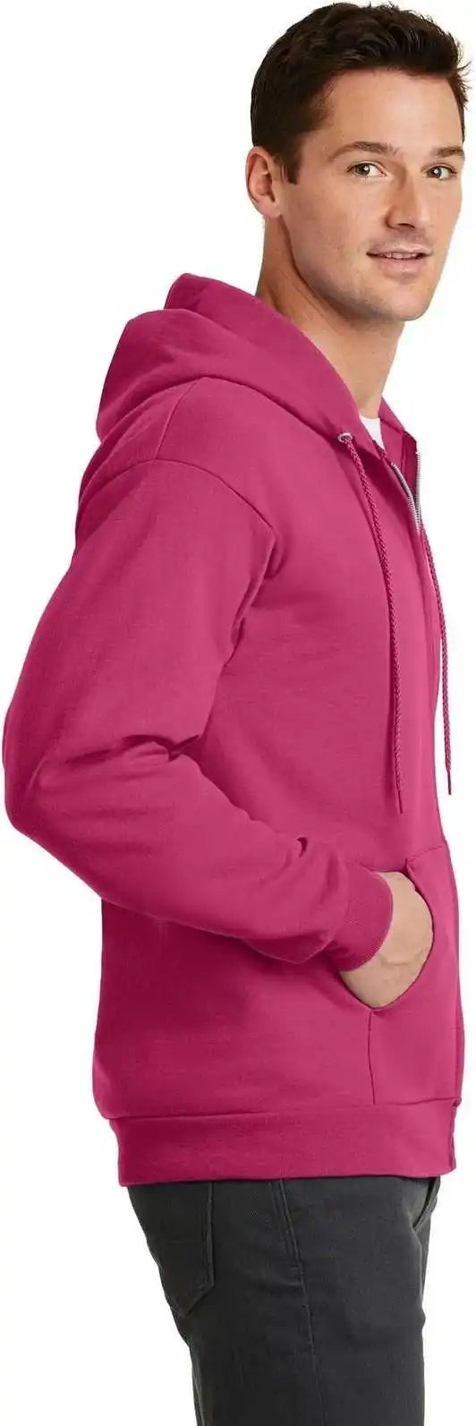 Port &amp; Company Pc78zh Core Fleece Full Zip Hooded Sweatshirt Sangria