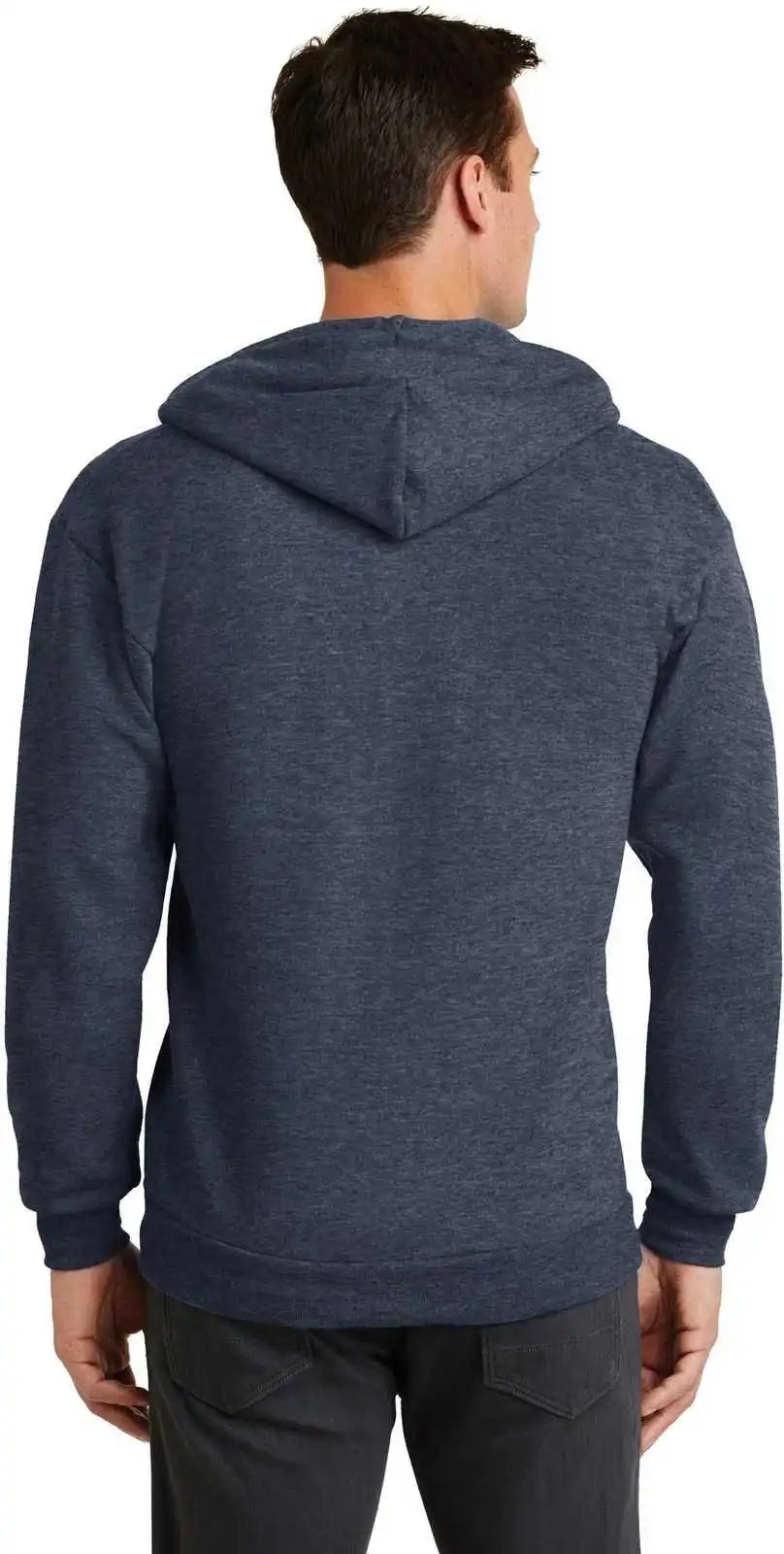 Port & Company Pc78zh Core Fleece Full Zip Hooded Sweatshirt Heather Navy