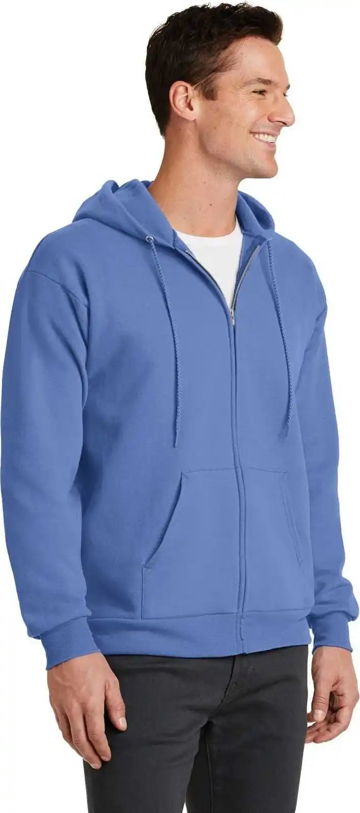 Port &amp; Company Pc78zh Core Fleece Full Zip Hooded Sweatshirt Carolina Blue