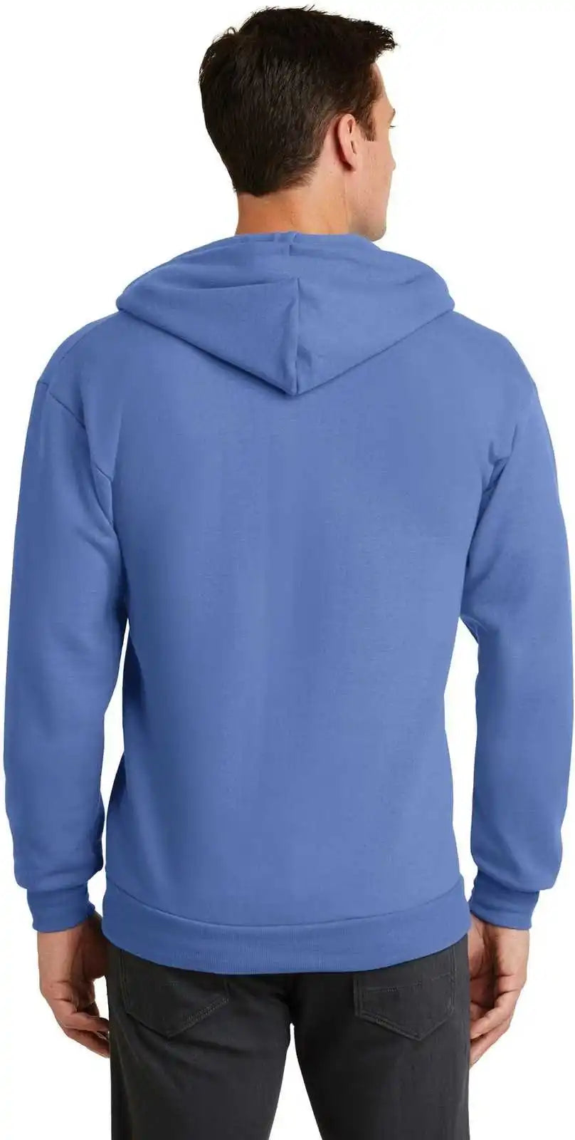 Port &amp; Company Pc78zh Core Fleece Full Zip Hooded Sweatshirt Carolina Blue