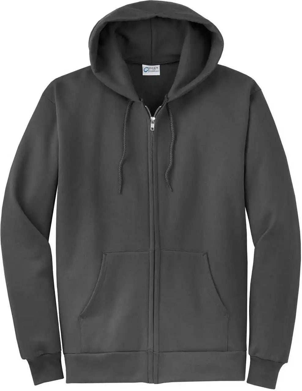 Port &amp; Company Pc78zh Core Fleece Full Zip Hooded Sweatshirt Charcoal