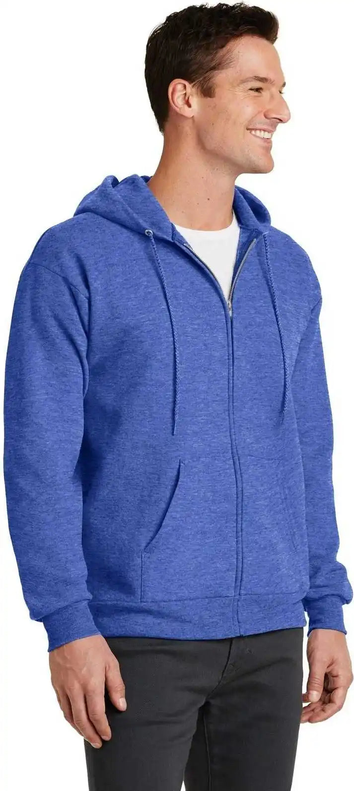 Port &amp; Company Pc78zh Core Fleece Full-zip Hooded Sweatshirt - Heather Royal