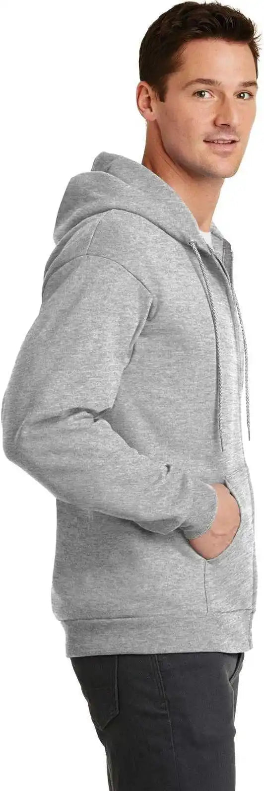 Port & Company Pc78zh Core Fleece Full-zip Hooded Sweatshirt - Ash