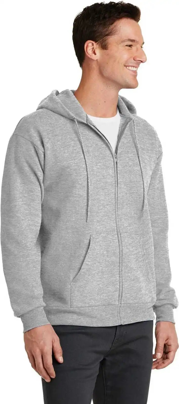 Port & Company Pc78zh Core Fleece Full-zip Hooded Sweatshirt - Ash
