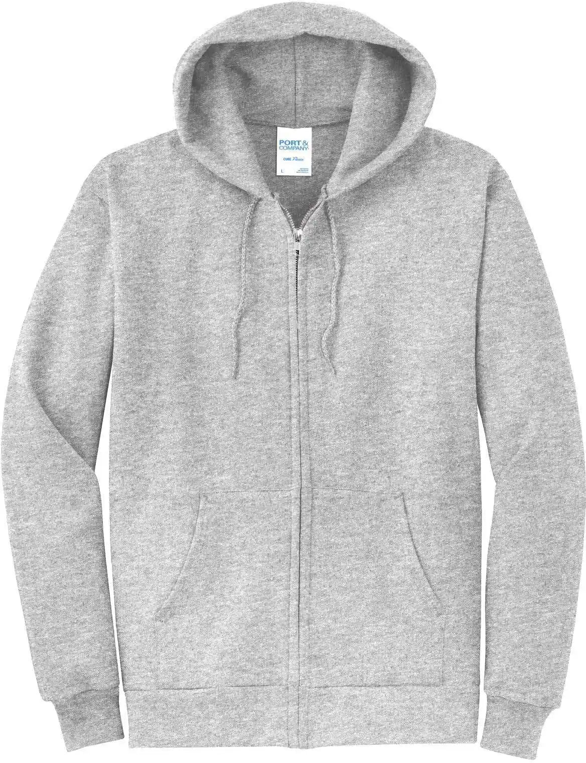 Port & Company Pc78zh Core Fleece Full-zip Hooded Sweatshirt - Ash
