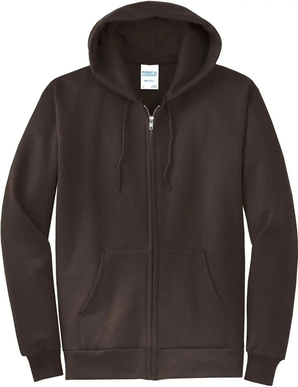 Port &amp; Company Pc78zh Core Fleece Full Zip Hooded Sweatshirt Dark Chocolate Brown