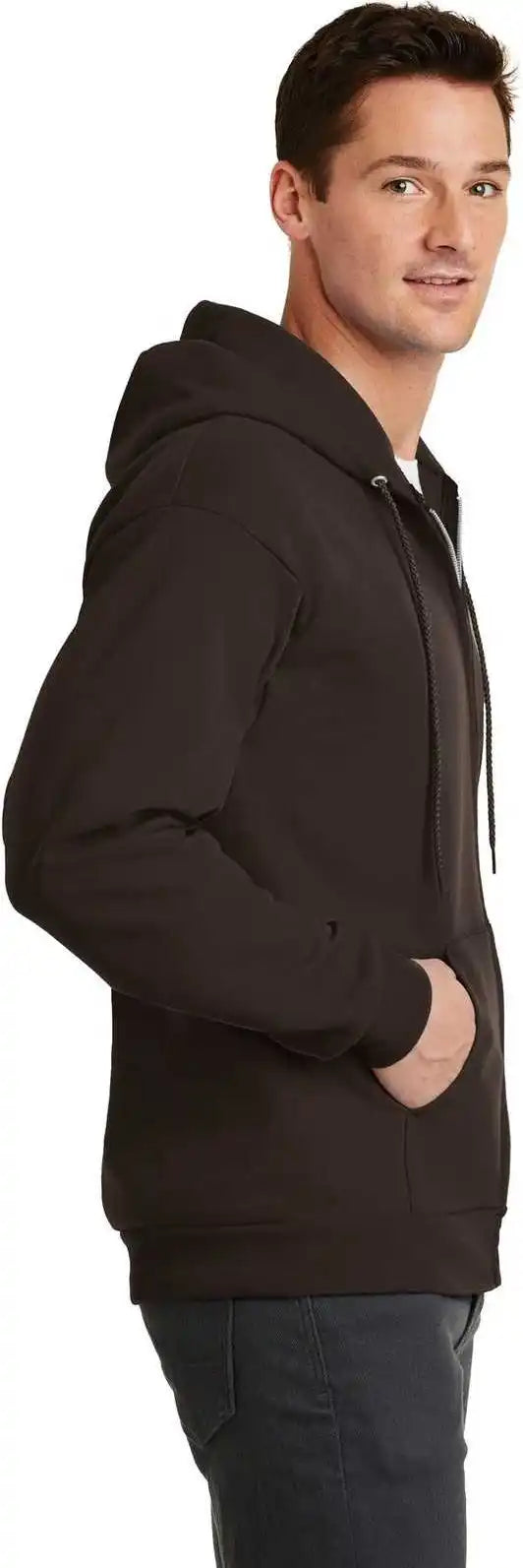Port &amp; Company Pc78zh Core Fleece Full Zip Hooded Sweatshirt Dark Chocolate Brown