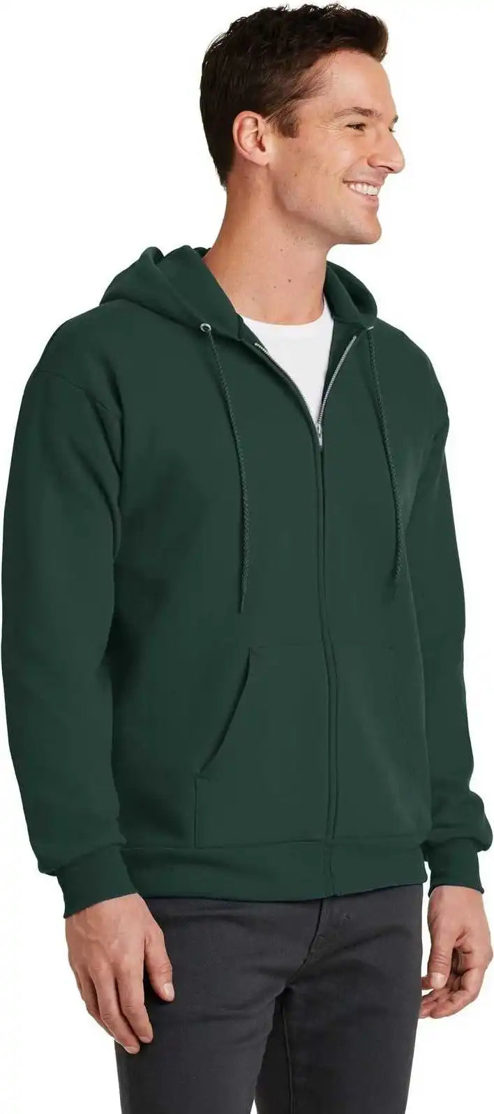 Port &amp; Company Pc78zh Core Fleece Full Zip Hooded Sweatshirt Dark Green