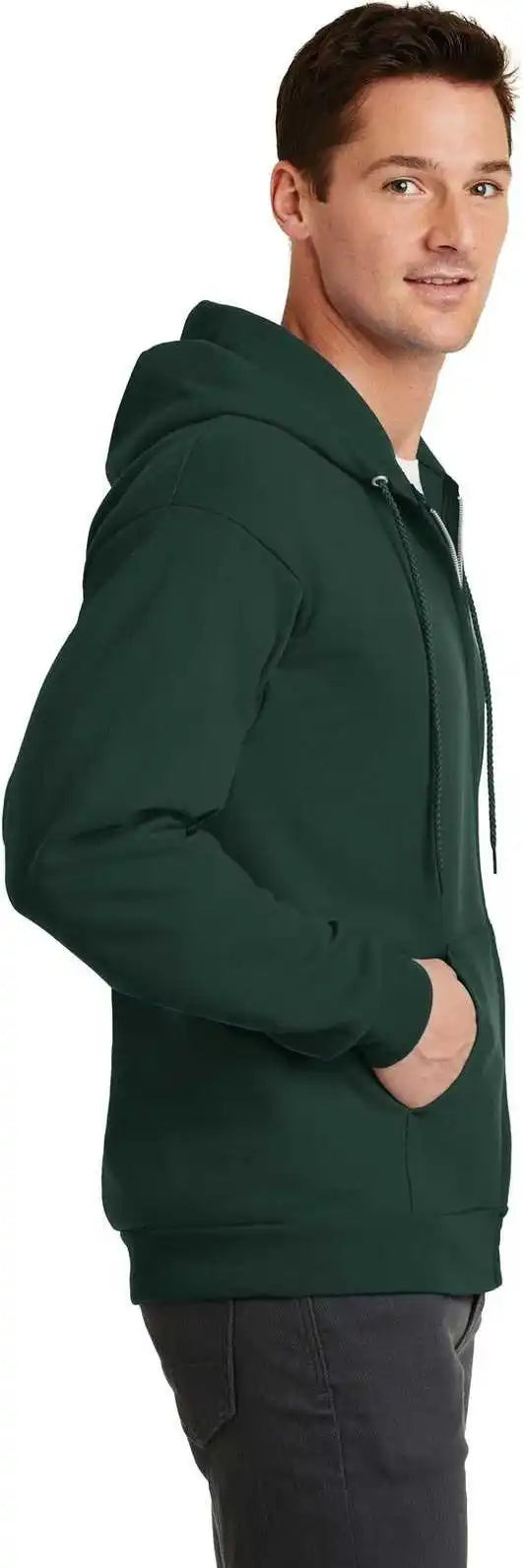 Port &amp; Company Pc78zh Core Fleece Full Zip Hooded Sweatshirt Dark Green