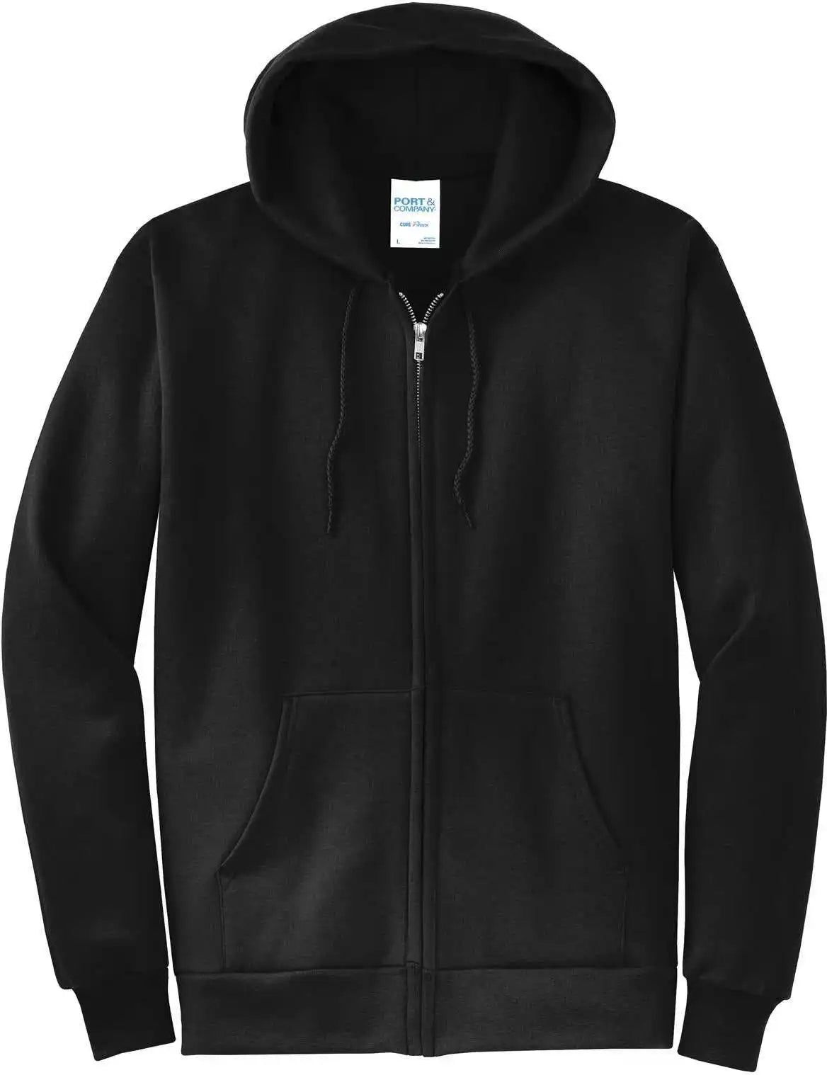 Port &amp; Company Pc78zh Core Fleece Full Zip Hooded Sweatshirt Jet Black