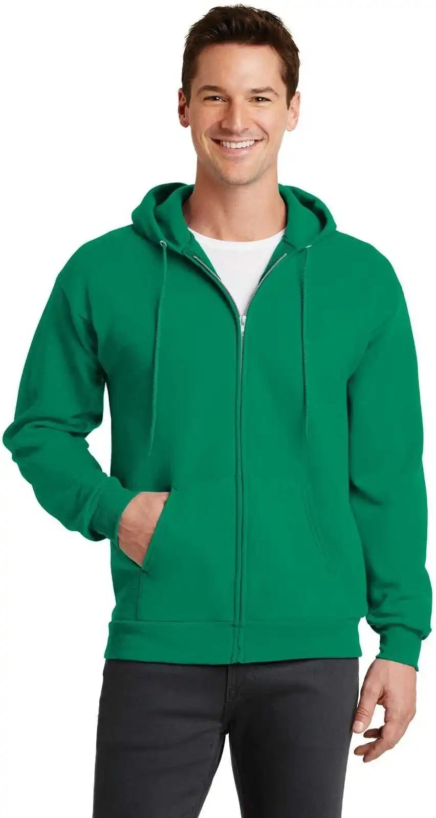 Port & Company Pc78zh Core Fleece Full-zip Hooded Sweatshirt - Kelly