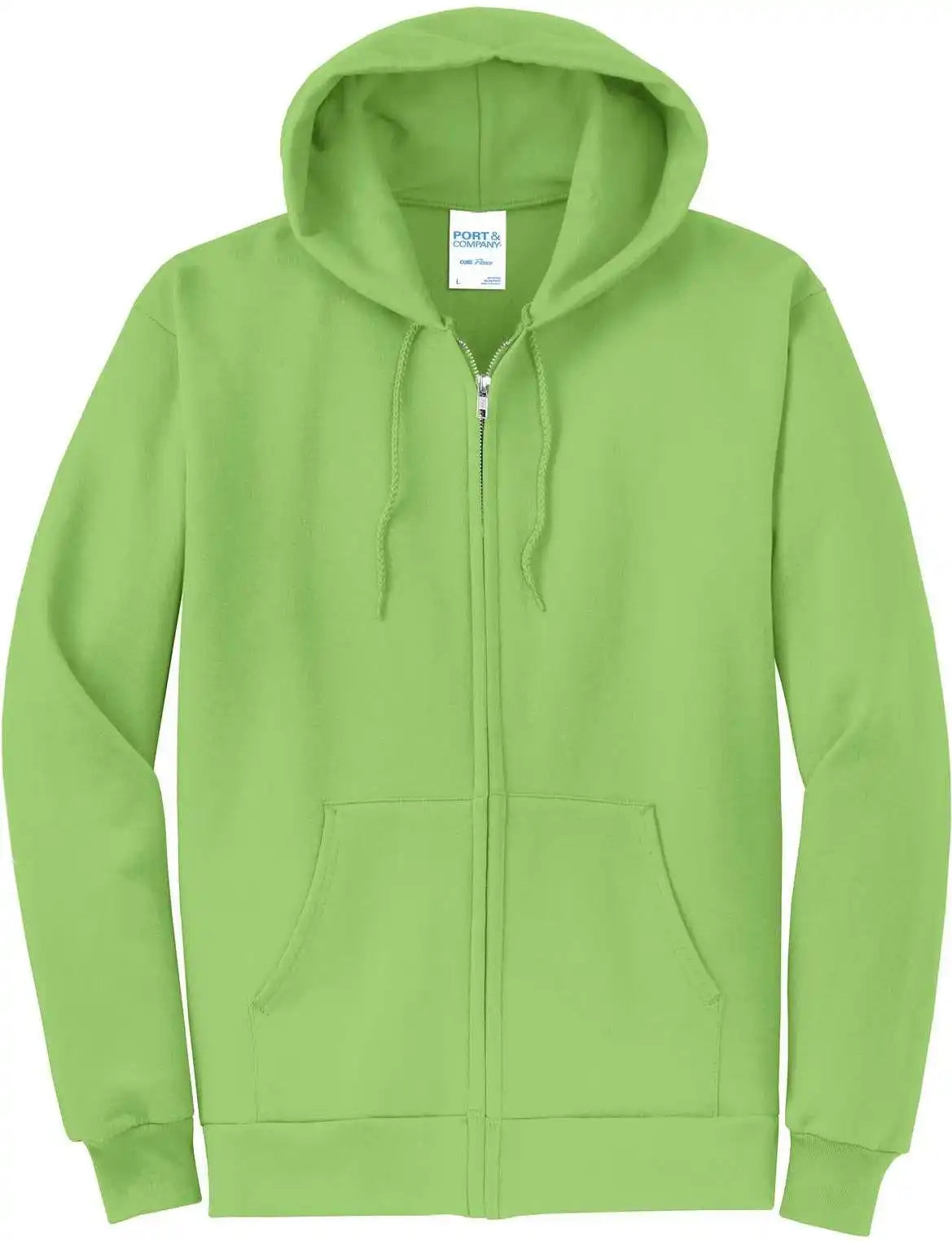 Port &amp; Company Pc78zh Core Fleece Full Zip Hooded Sweatshirt Lime