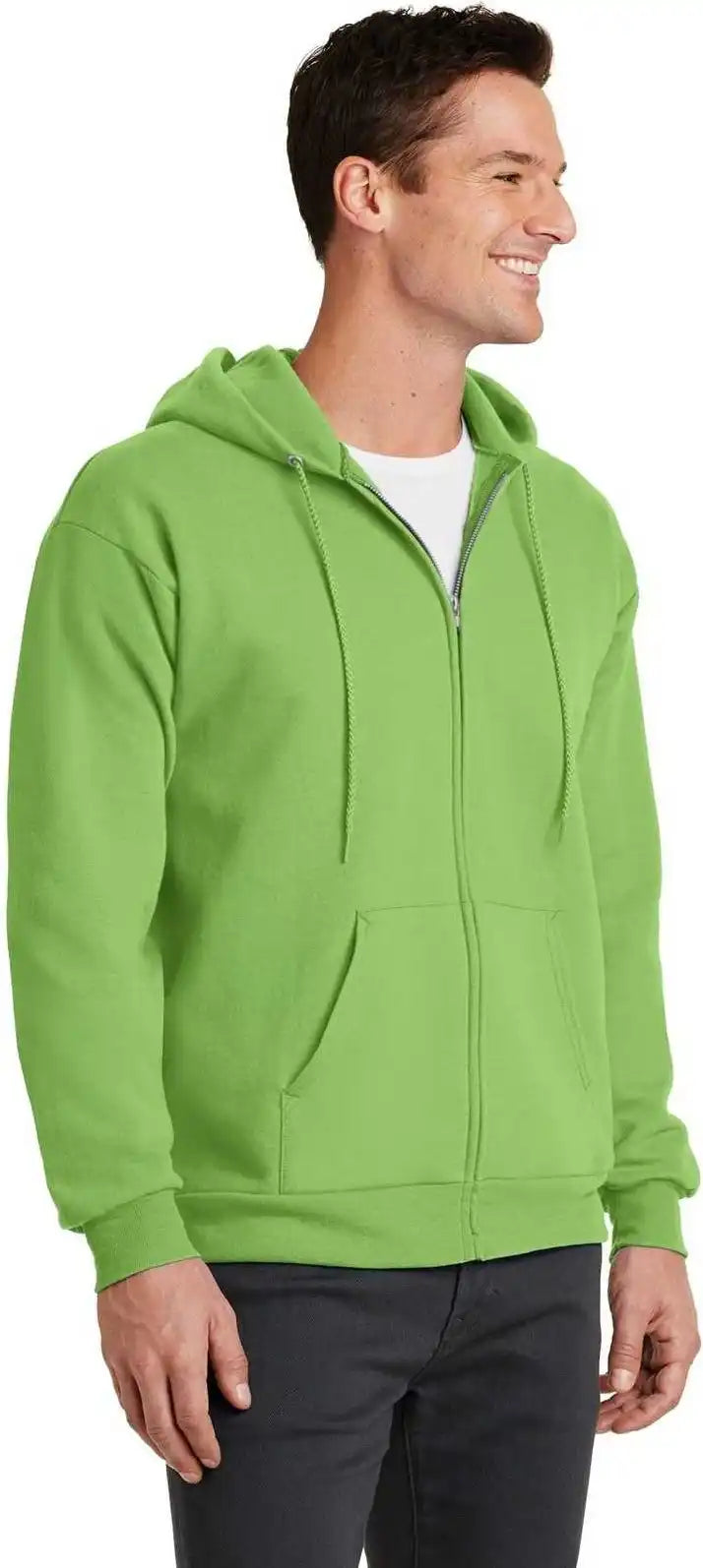 Port &amp; Company Pc78zh Core Fleece Full Zip Hooded Sweatshirt Lime