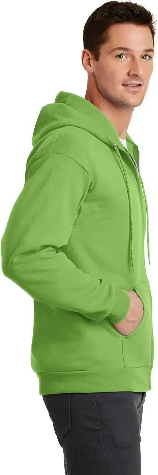 Port &amp; Company Pc78zh Core Fleece Full Zip Hooded Sweatshirt Lime