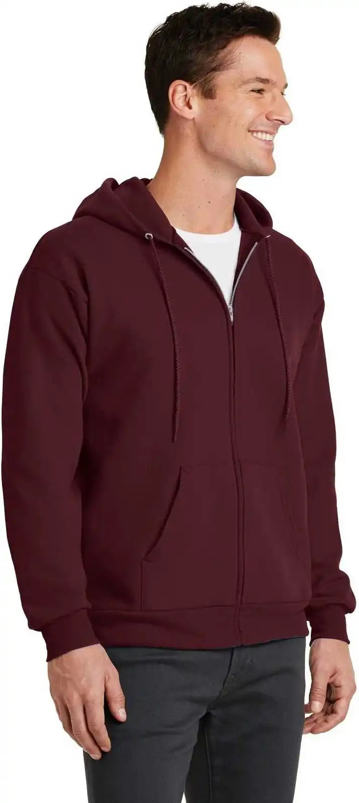 Port &amp; Company Pc78zh Core Fleece Full Zip Hooded Sweatshirt Maroon