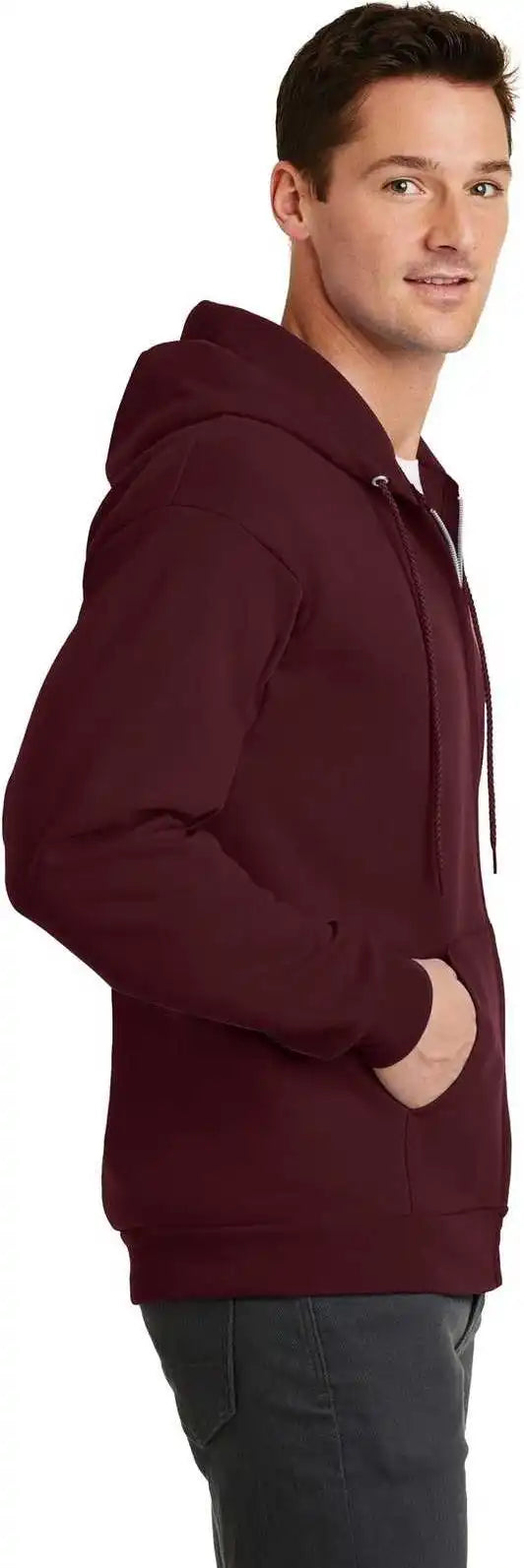 Port &amp; Company Pc78zh Core Fleece Full Zip Hooded Sweatshirt Maroon