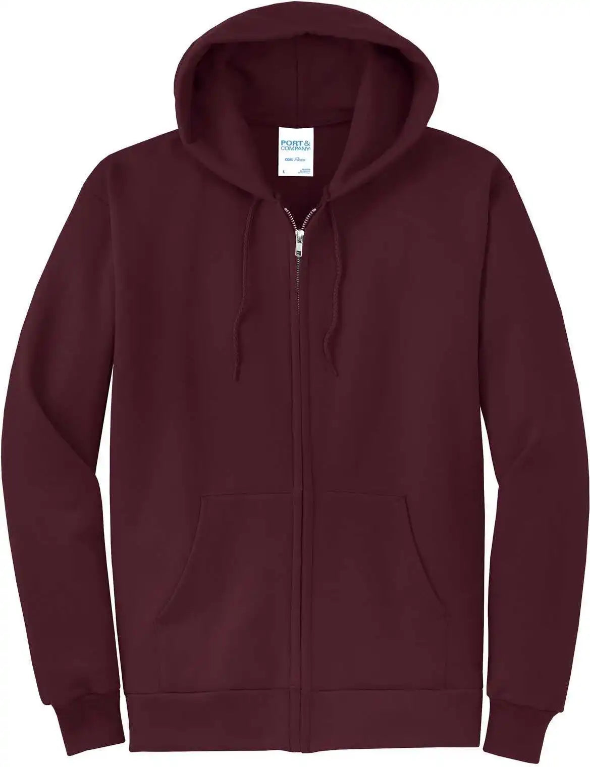 Port &amp; Company Pc78zh Core Fleece Full Zip Hooded Sweatshirt Maroon