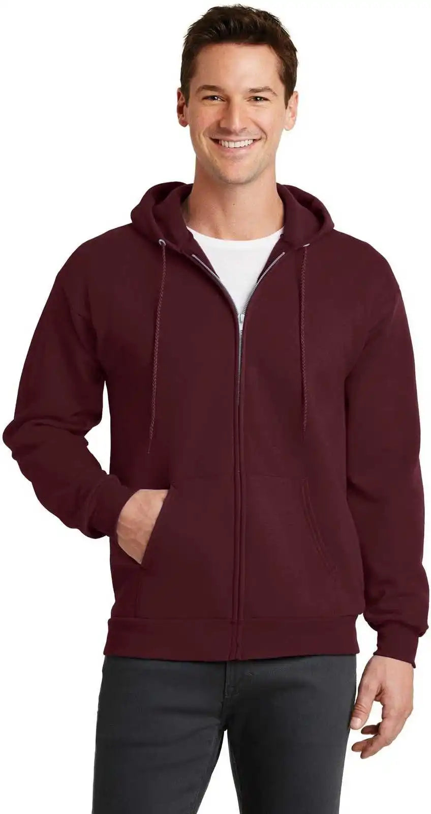Port & Company Pc78zh Core Fleece Full Zip Hooded Sweatshirt Maroon