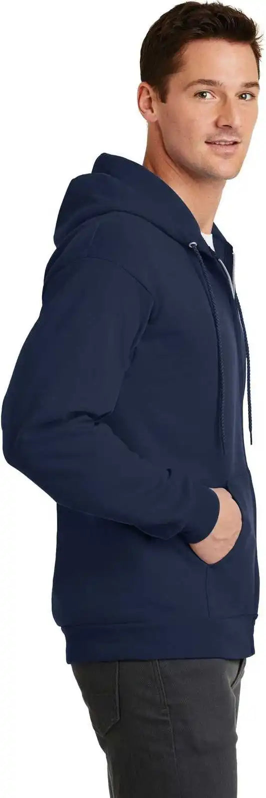 Port &amp; Company Pc78zh Core Fleece Full Zip Hooded Sweatshirt Navy