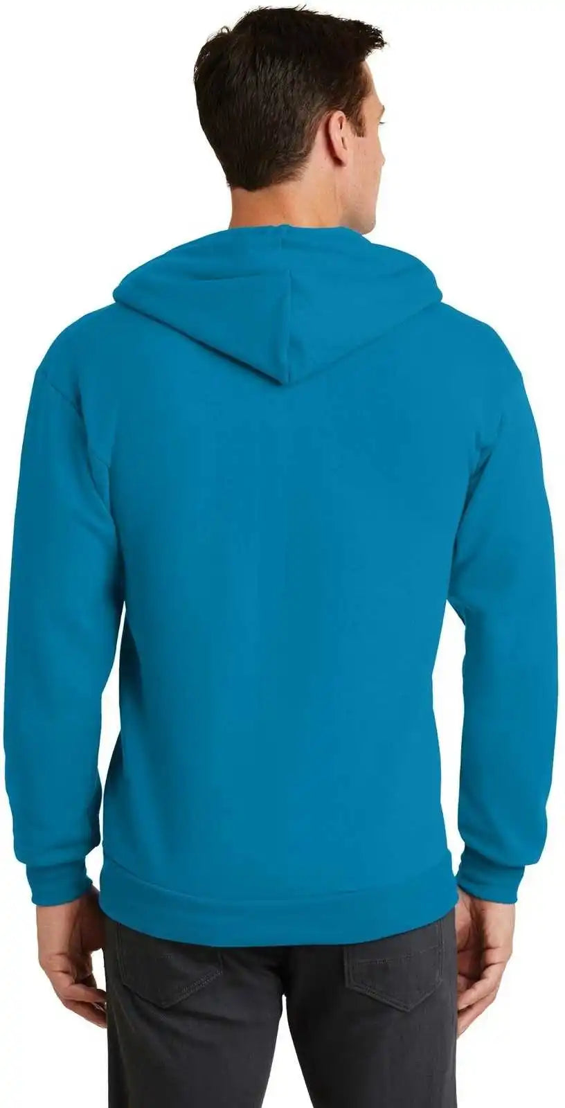 Port &amp; Company Pc78zh Core Fleece Full Zip Hooded Sweatshirt Neon Blue
