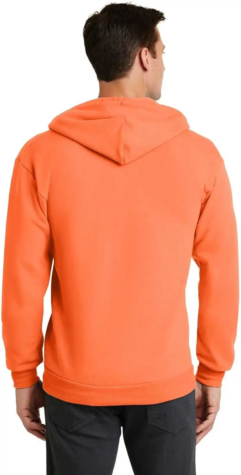 Port &amp; Company Pc78zh Core Fleece Full Zip Hooded Sweatshirt Neon Orange