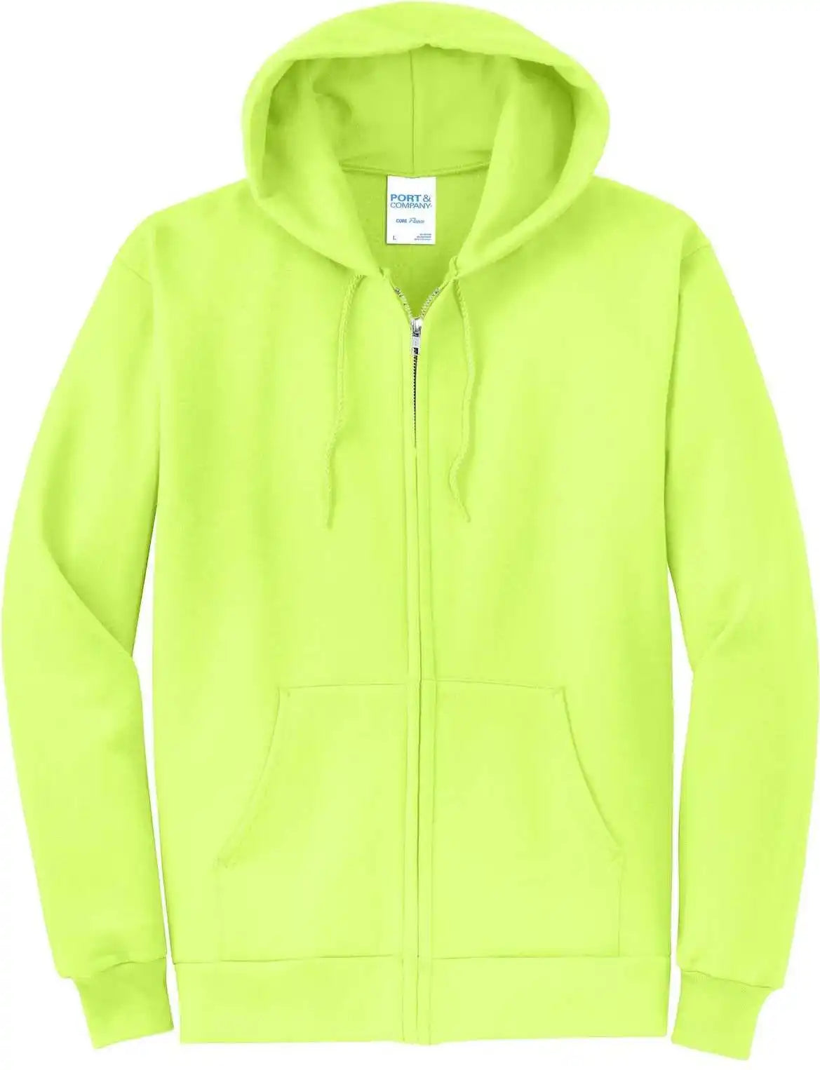 Port &amp; Company Pc78zh Core Fleece Full Zip Hooded Sweatshirt Neon Yellow