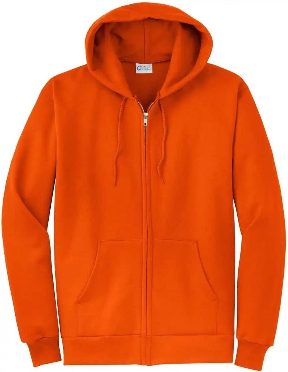 Port &amp; Company Pc78zh Core Fleece Full Zip Hooded Sweatshirt Orange