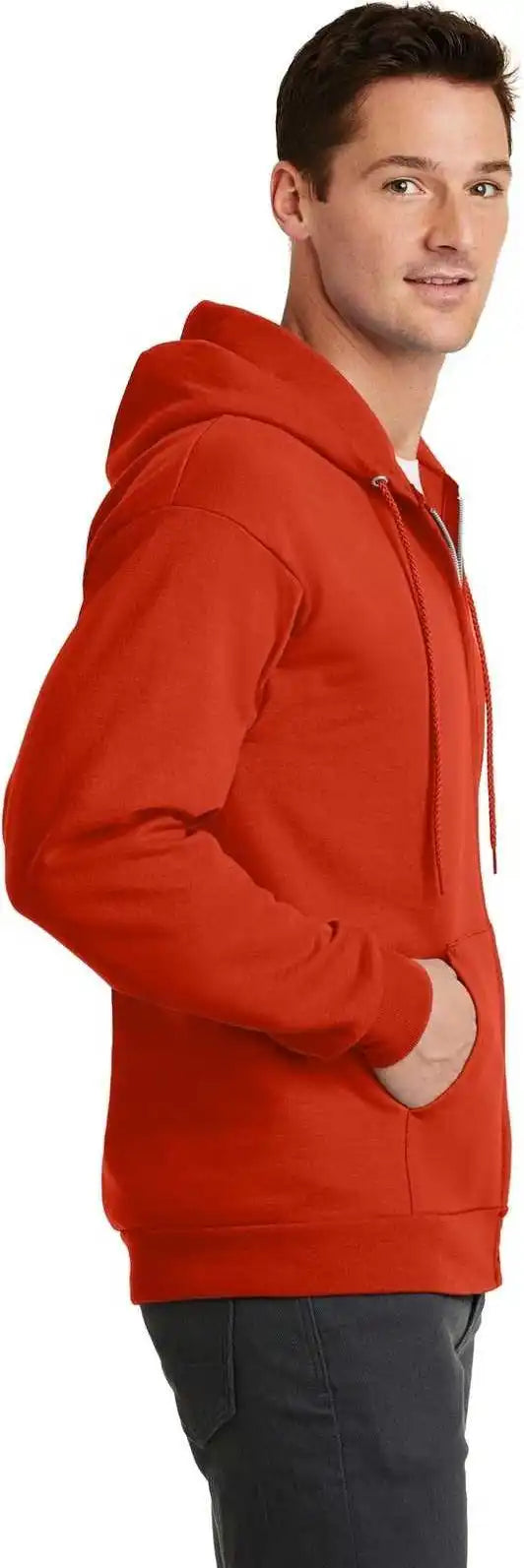 Port &amp; Company Pc78zh Core Fleece Full Zip Hooded Sweatshirt Orange