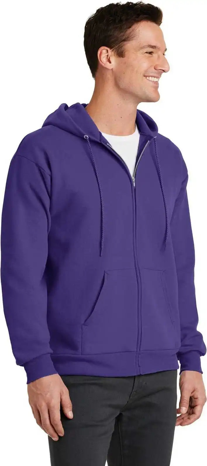 Port &amp; Company Pc78zh Core Fleece Full-zip Hooded Sweatshirt - Purple
