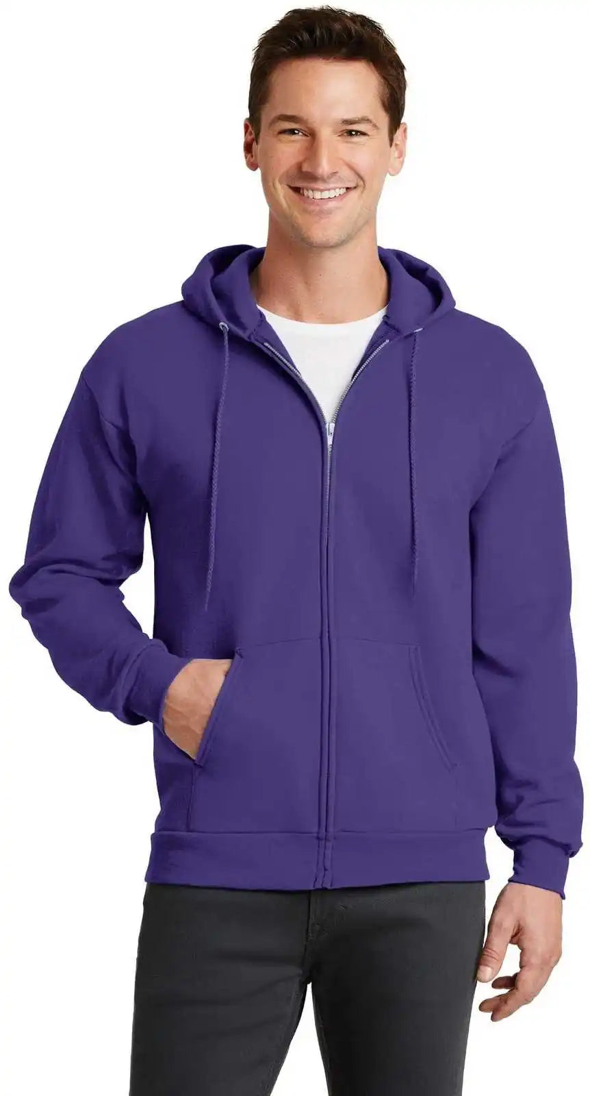 Port & Company Pc78zh Core Fleece Full-zip Hooded Sweatshirt - Purple